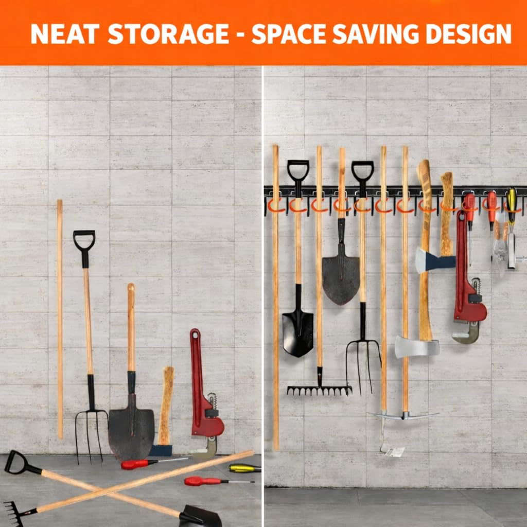 TVKB rubber-coated S-hooks protect tools from scratches while hanging.