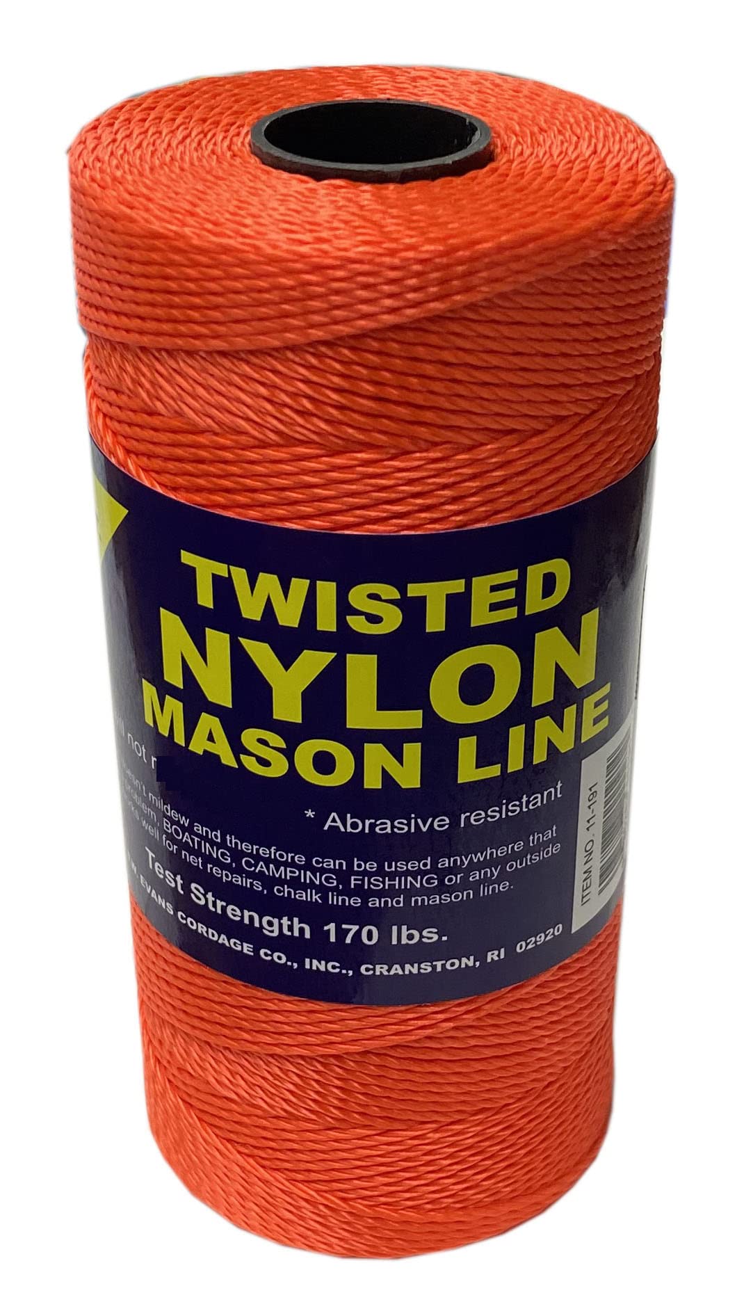 TW Evans Cordage mason line 11-191 #18, high-visibility neon orange for chalk lines and repairs
