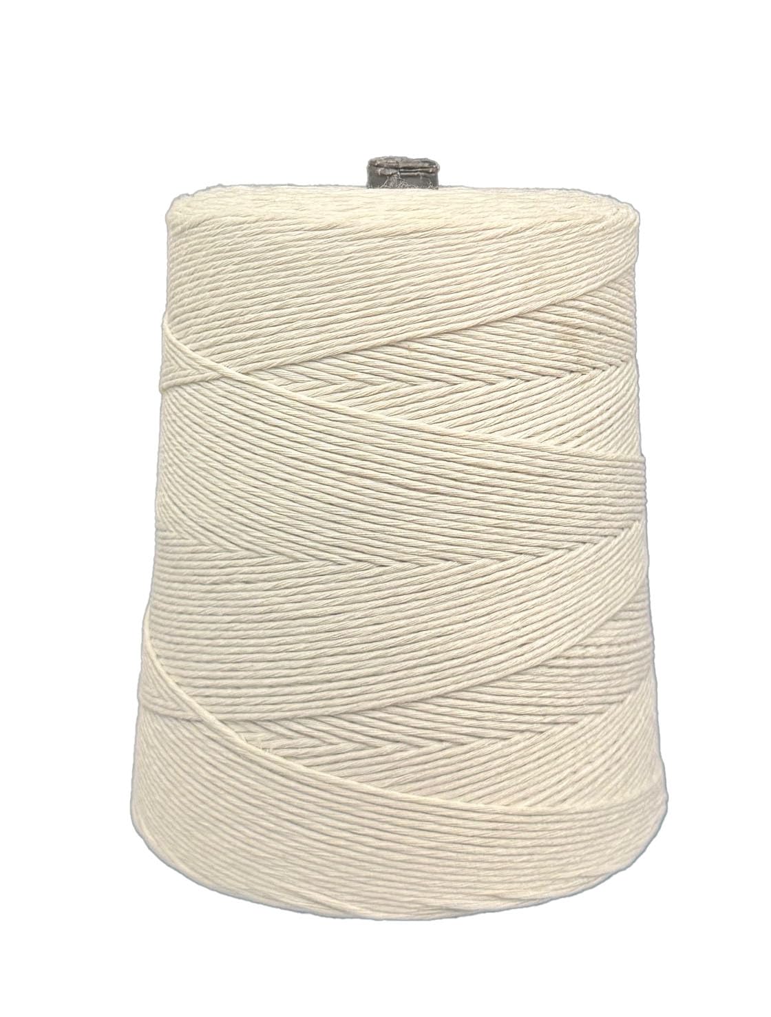 T.W Evans Cordage 16-ply cotton twine cone in white, ideal for crafts and bundling.