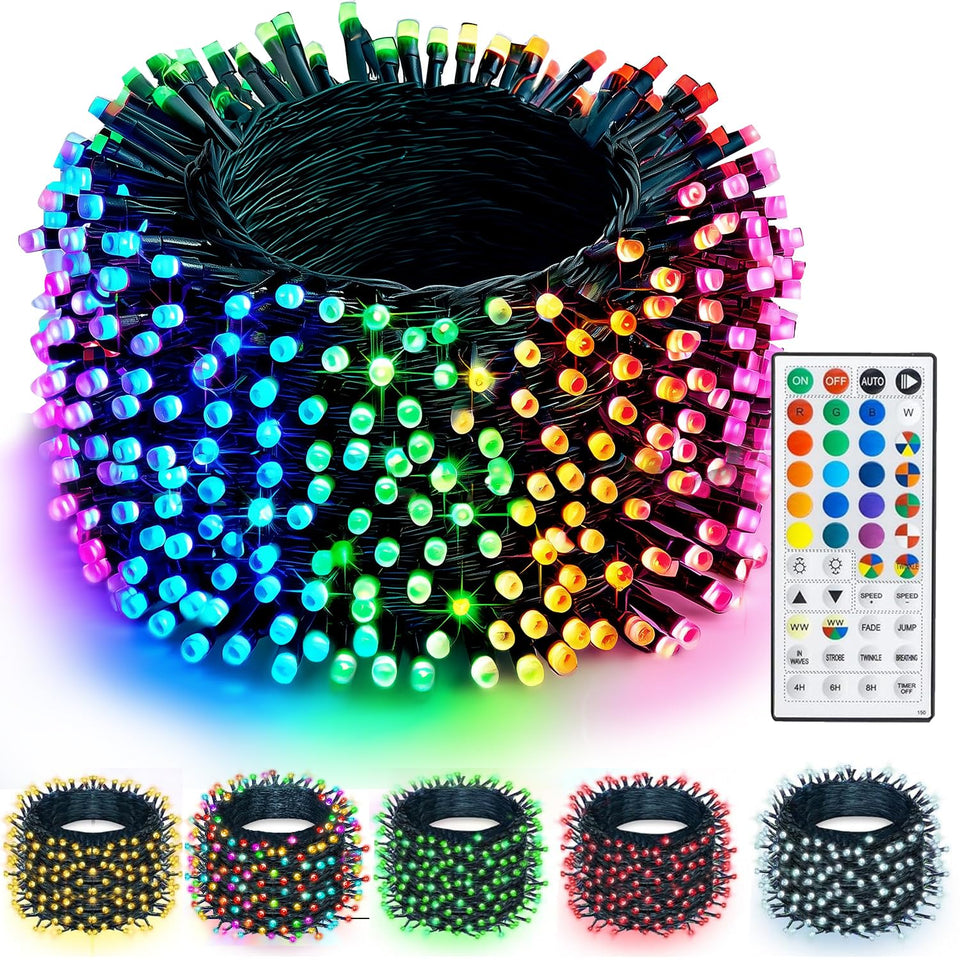 TW SHINE color-changing Christmas lights with 66 ft length and 200 LEDs for festive ambience.