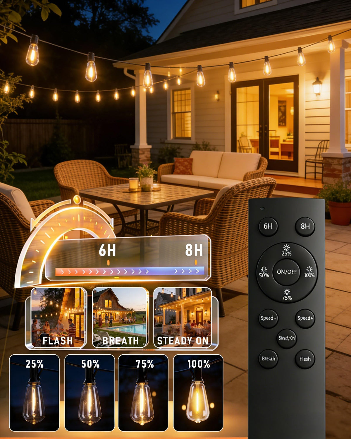 TW SHINE remote control allows brightness and timer adjustments from a distance