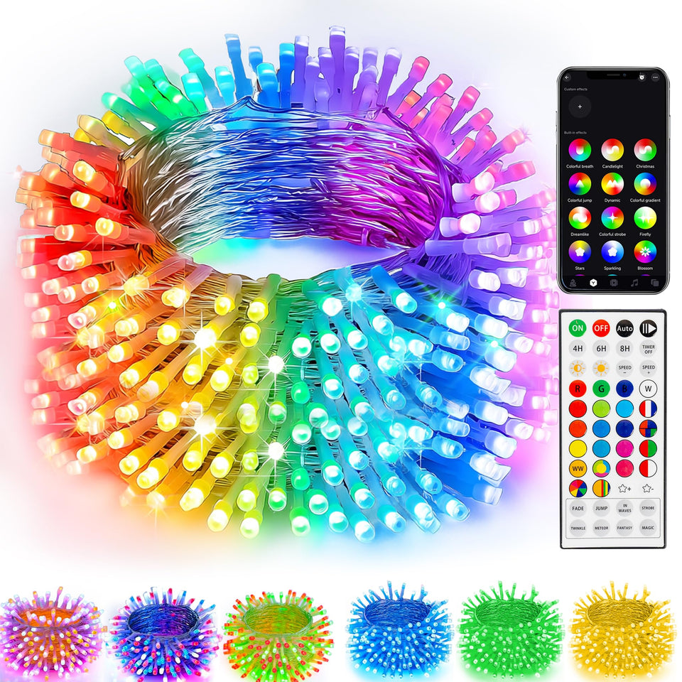 TW SHINE Smart Christmas Lights glow with 300 RGB LEDs for festive decor.