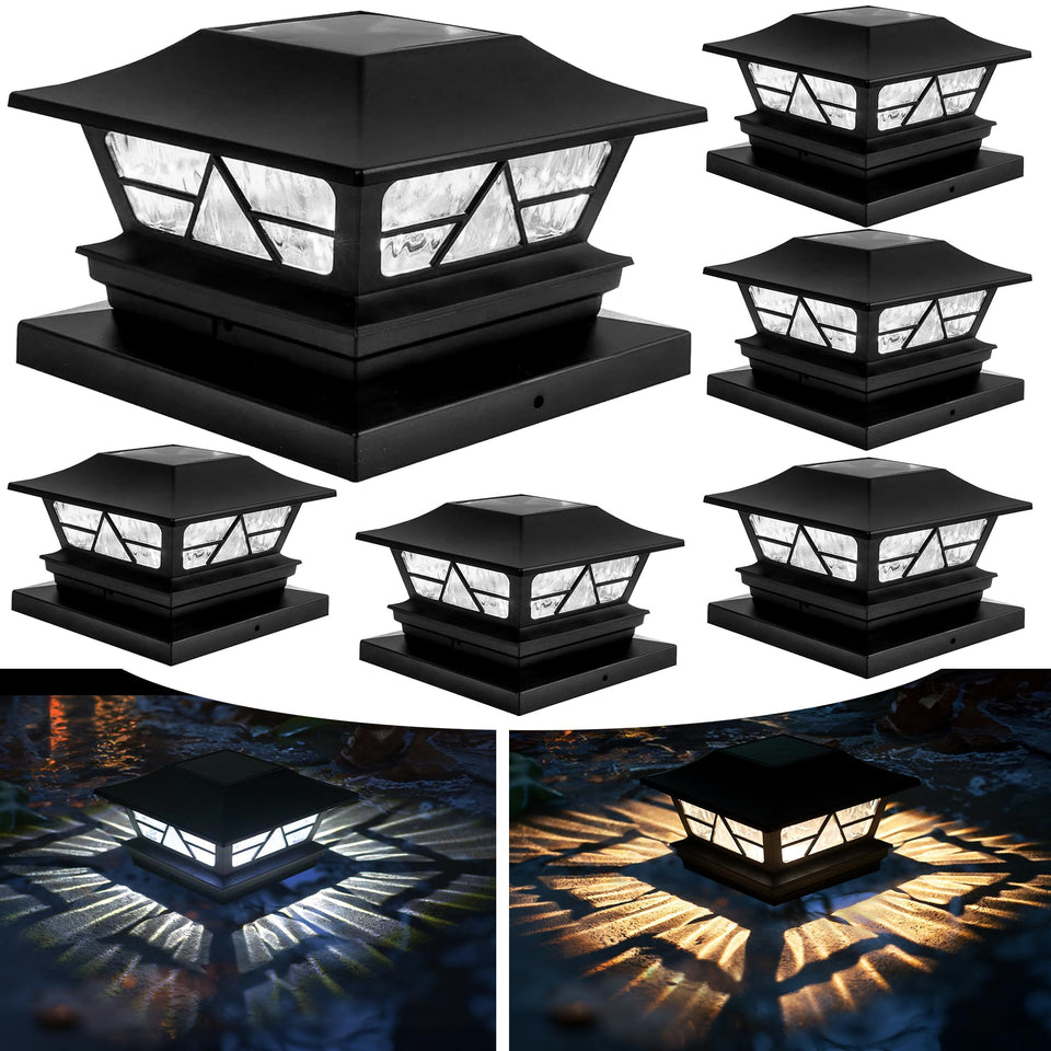 TW SHINE solar post cap light installed on a wooden post for ambient outdoor lighting