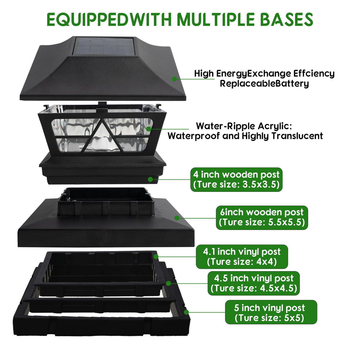 TW SHINE post cap light at dusk providing subtle exterior illumination