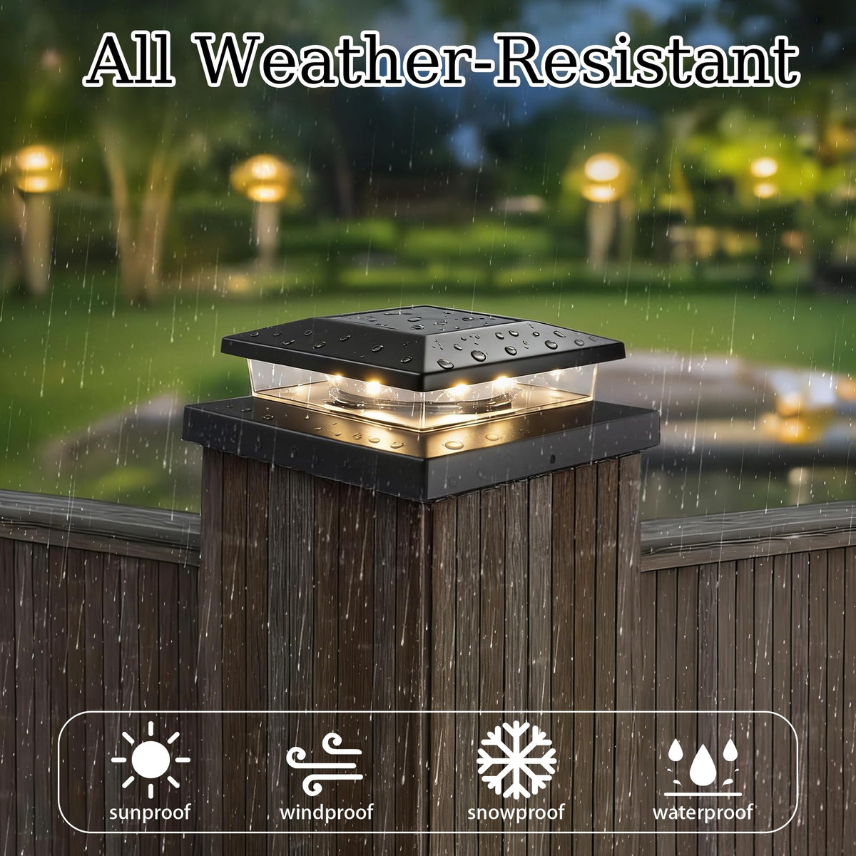 TW SHINE solar post cap light with mounting screws demonstrates simple installation.