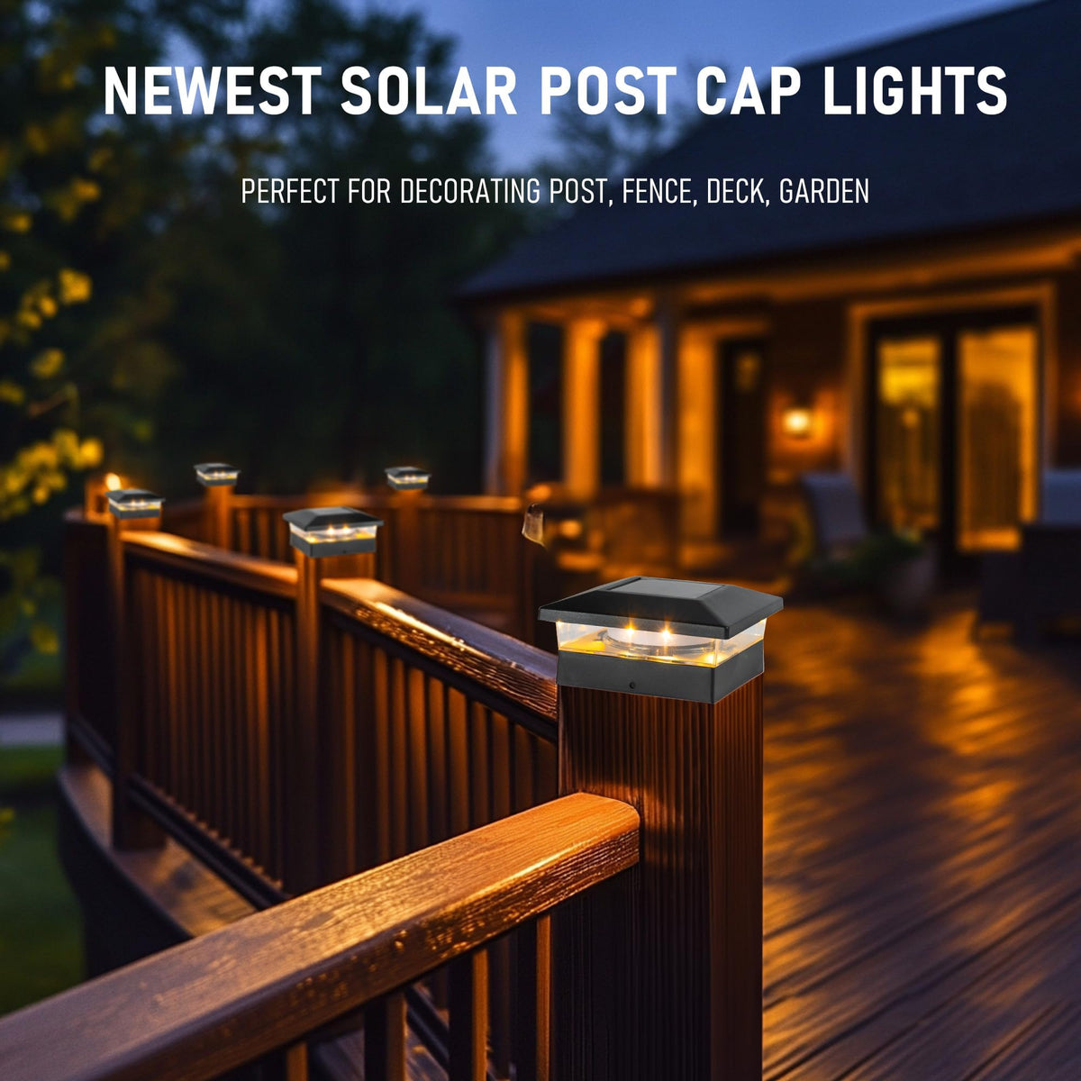 TW SHINE post cap light on a fence post at night provides safe, ambient illumination.