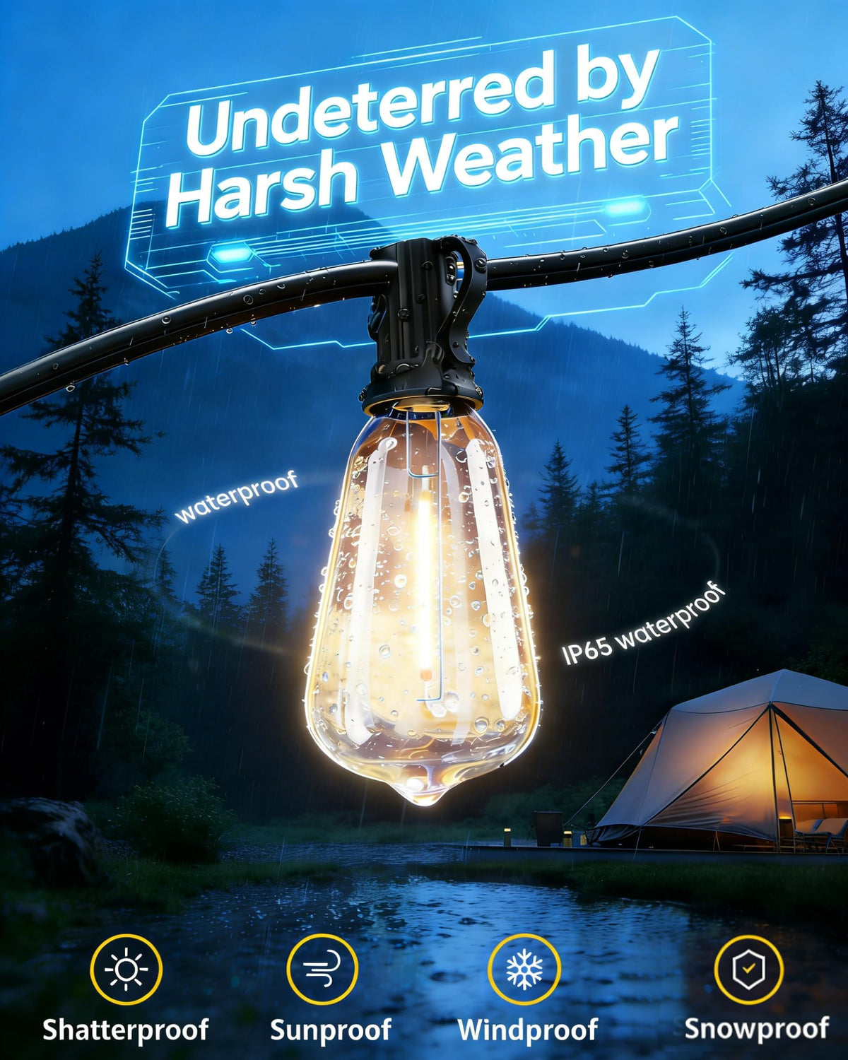 TW SHINE IP65 waterproof design keeps lighting bright in rain or snow
