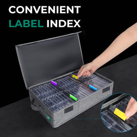 Twavetre organizer holds up to 48 cassette cases for expansive collections.