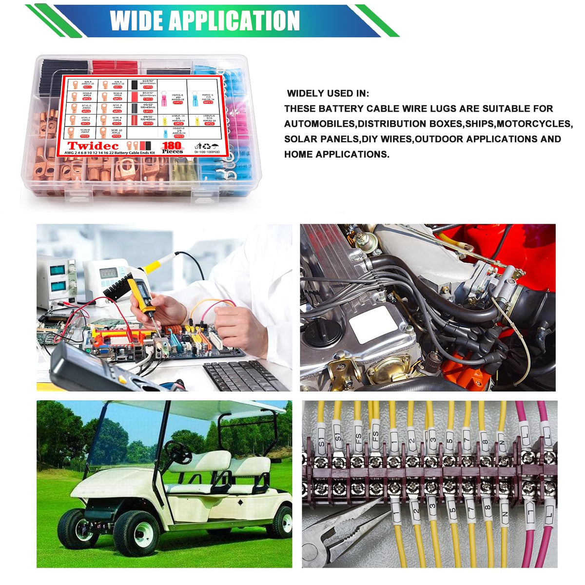 Twidec kit with ring crimps and heat shrink for automotive and home wiring.