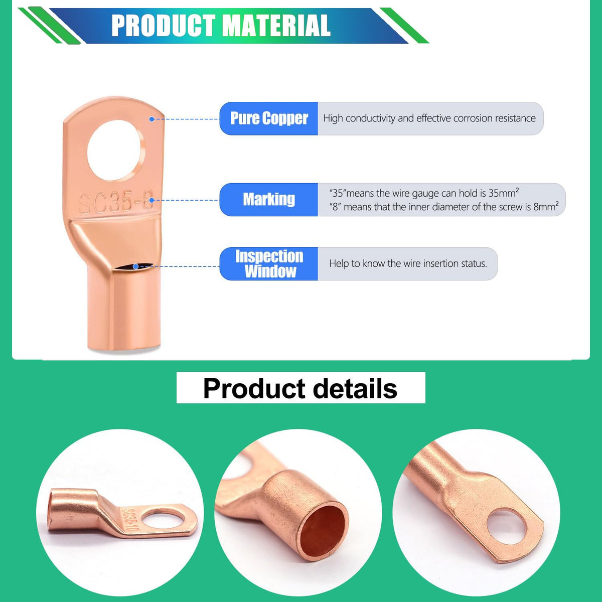 Twidec copper cable end connector close-up showcases quality material and fit.