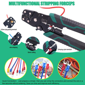 Twidec crimp tool with stripper shown for clean, precise crimps.