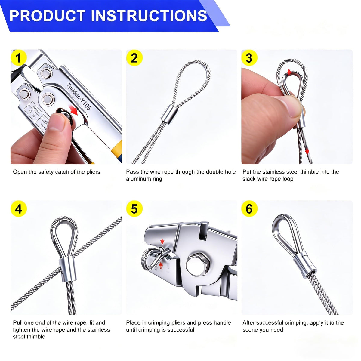 Twidec crimping tool with safety lock for safer handling.