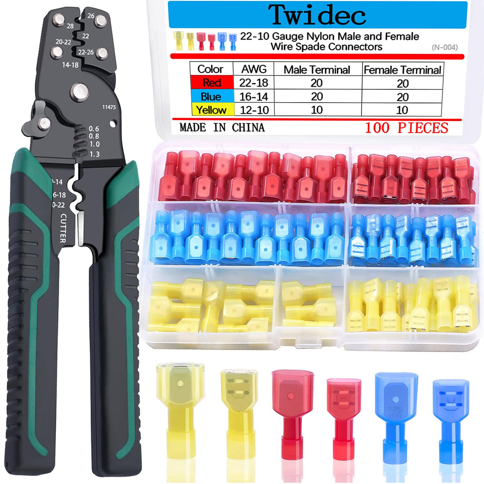 Twidec nylon spade connectors kit package for versatile wiring projects and easy storage.