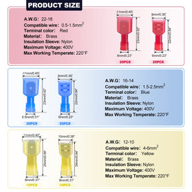 Twidec red 22-18awg insulated connectors enable quick automotive wiring connections.