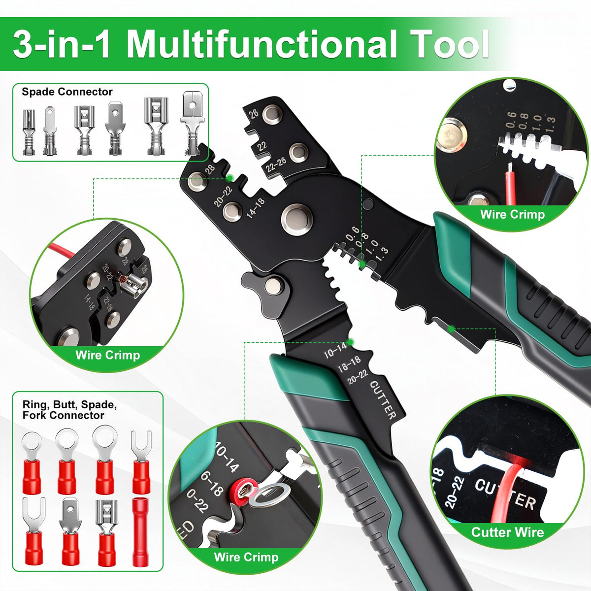 Twidec spade connectors set for automotive and marine tasks