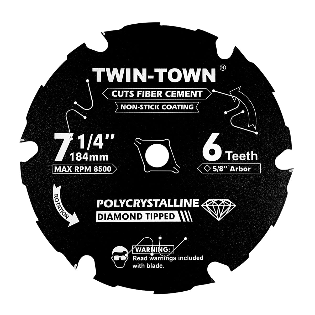 TWIN-TOWN PCD blade 7-1/4 inch with 6 teeth cutting fiber cement smoothly