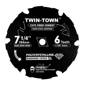 TWIN-TOWN PCD blade 7-1/4 inch with 6 teeth cutting fiber cement smoothly