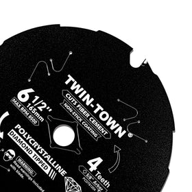 TWIN-TOWN PCDT61204 arbor-5-8-inch-compatibility close-up demonstrates saw compatibility.