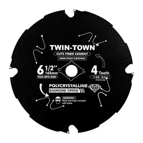 TWIN-TOWN PCDT61204 blade in action cutting hardie fiber cement for smooth edges.
