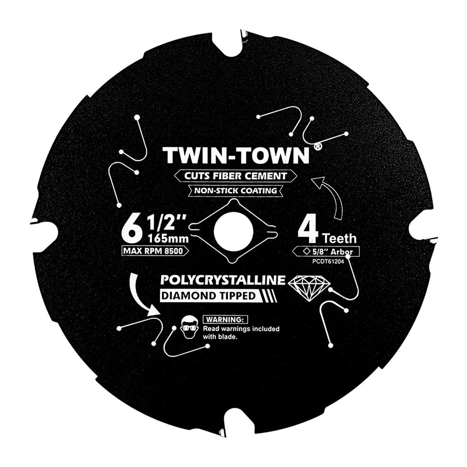 TWIN-TOWN PCDT61204 blade in action cutting hardie fiber cement for smooth edges.