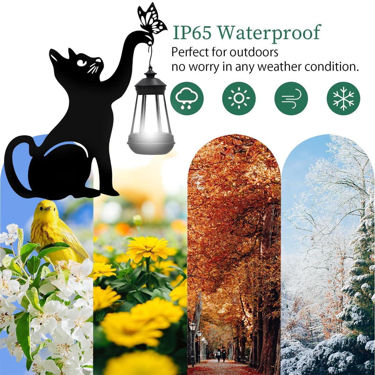 Twinbling IP65 waterproof LED lights withstand rain and snow for year-round use.