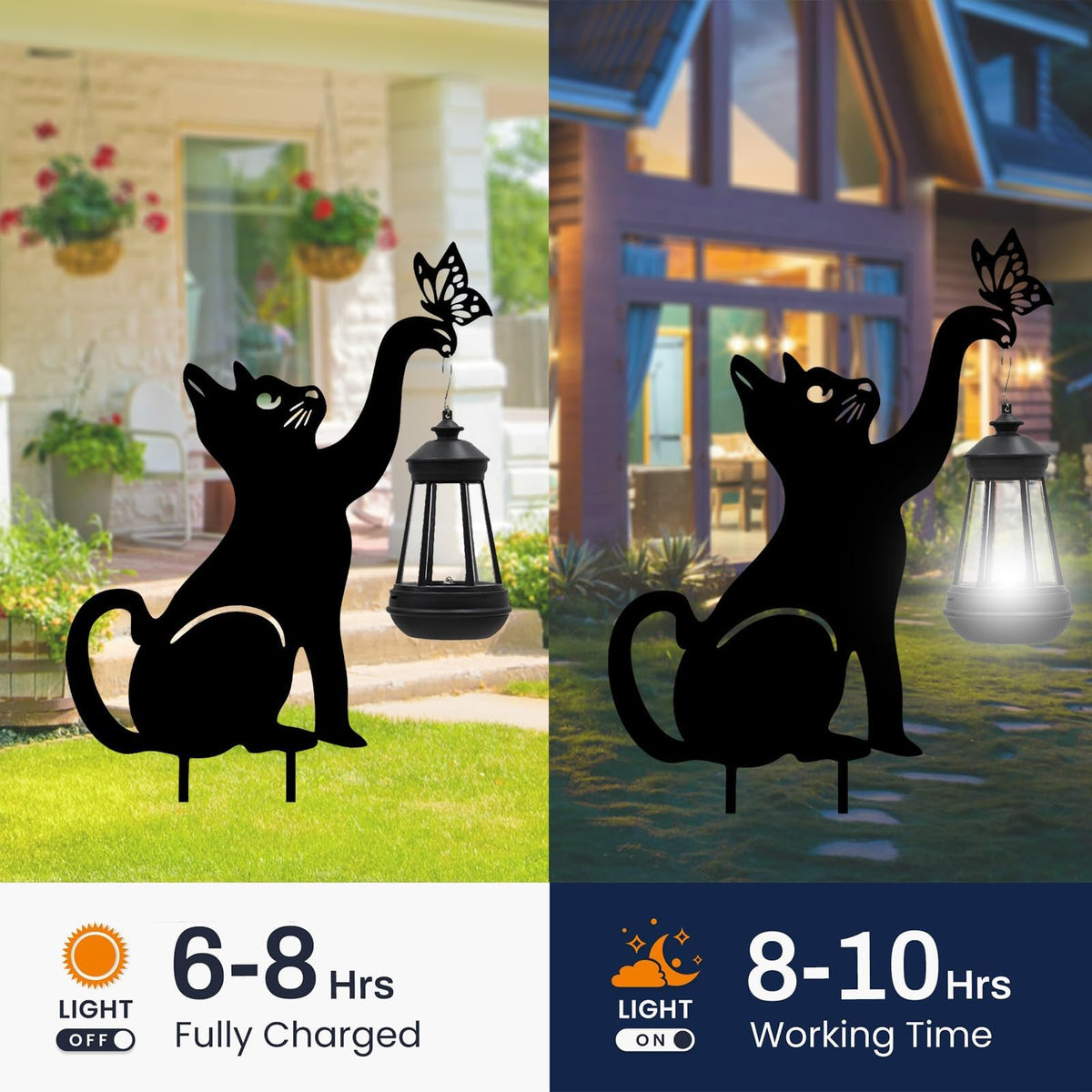 Twinbling solar cat lantern garden decor lights your path with eco-friendly energy.
