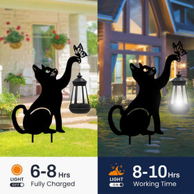 Twinbling solar cat lantern garden decor lights your path with eco-friendly energy.