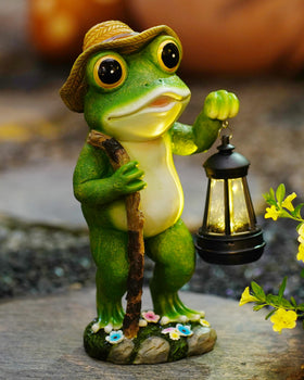 Twinbling solar frog garden decor lantern lights outdoor evenings.