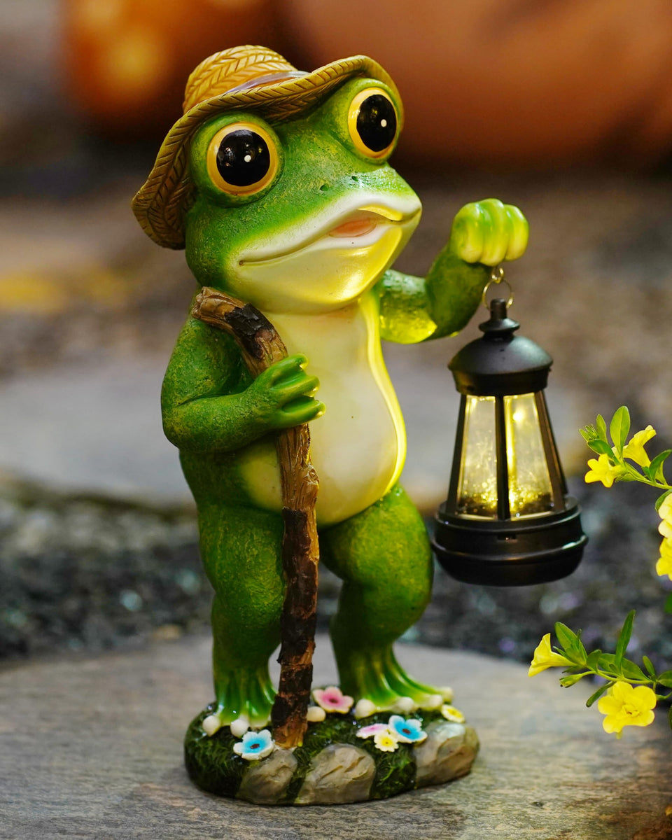 Twinbling solar frog garden decor lantern lights outdoor evenings.