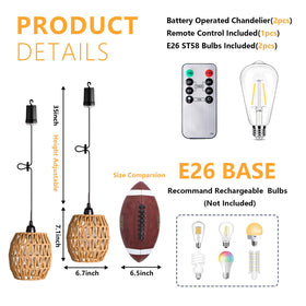TWINKVILLA adjustable 35-inch hanging cord allows quick height customization.