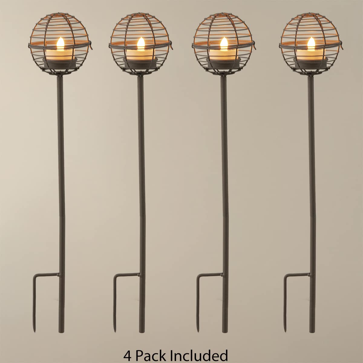 TWINKVILLA four-pack includes solar tea lights for instant setup