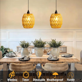 TWINKVILLA handwoven natural rattan chandelier elevates boho decor in any space.