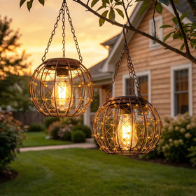TWINKVILLA hanging solar lantern globe delivers cozy outdoor glow for patios and paths.