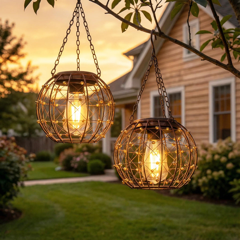 TWINKVILLA hanging solar lantern globe delivers cozy outdoor glow for patios and paths.