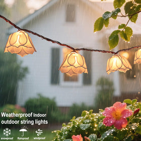 TWINKVILLA shatterproof floral covers for safe outdoor lighting.