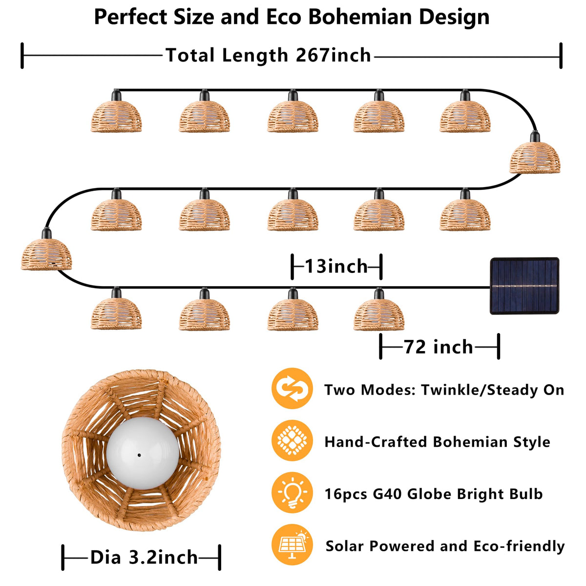 TWINKVILLA light fence line enhances garden edges with warm hue.