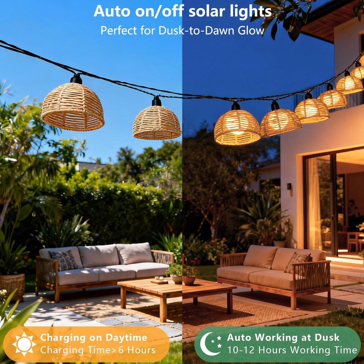 TWINKVILLA Solar rattan light patio glow accents outdoor spaces.