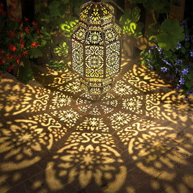 Twinkya gold finish hanging lantern adds elegant garden decor