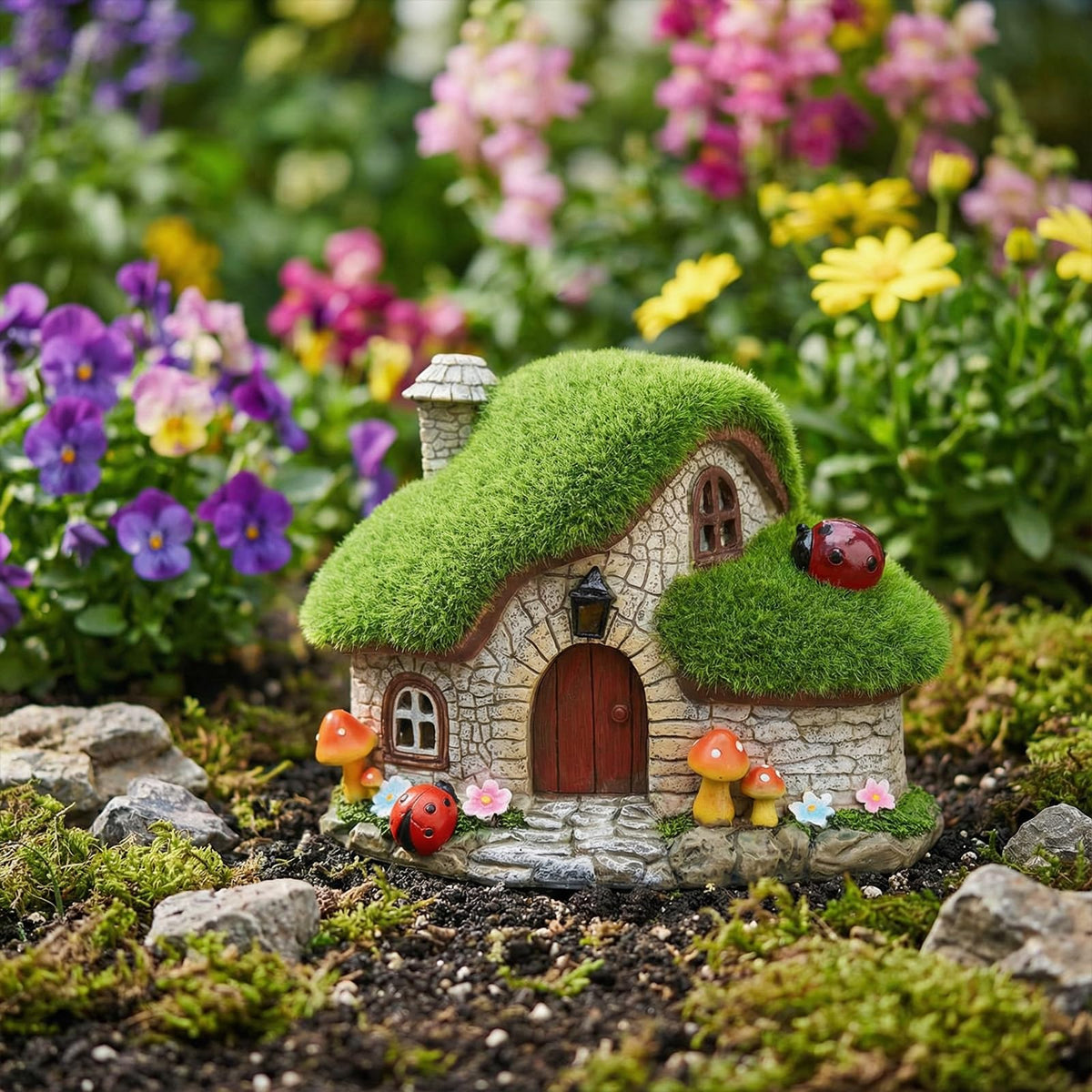 Twinkya mushroom detail garden ornament adds whimsical forest vibe
