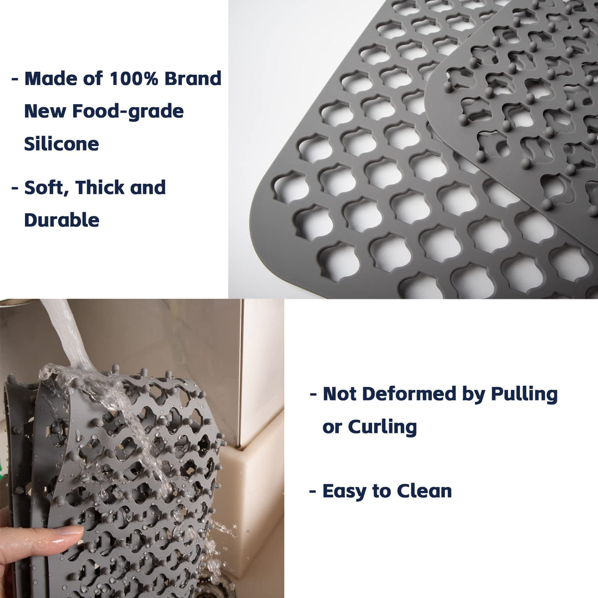 TwinnekYR silicone sink mat center drain fit; designed for standard sinks