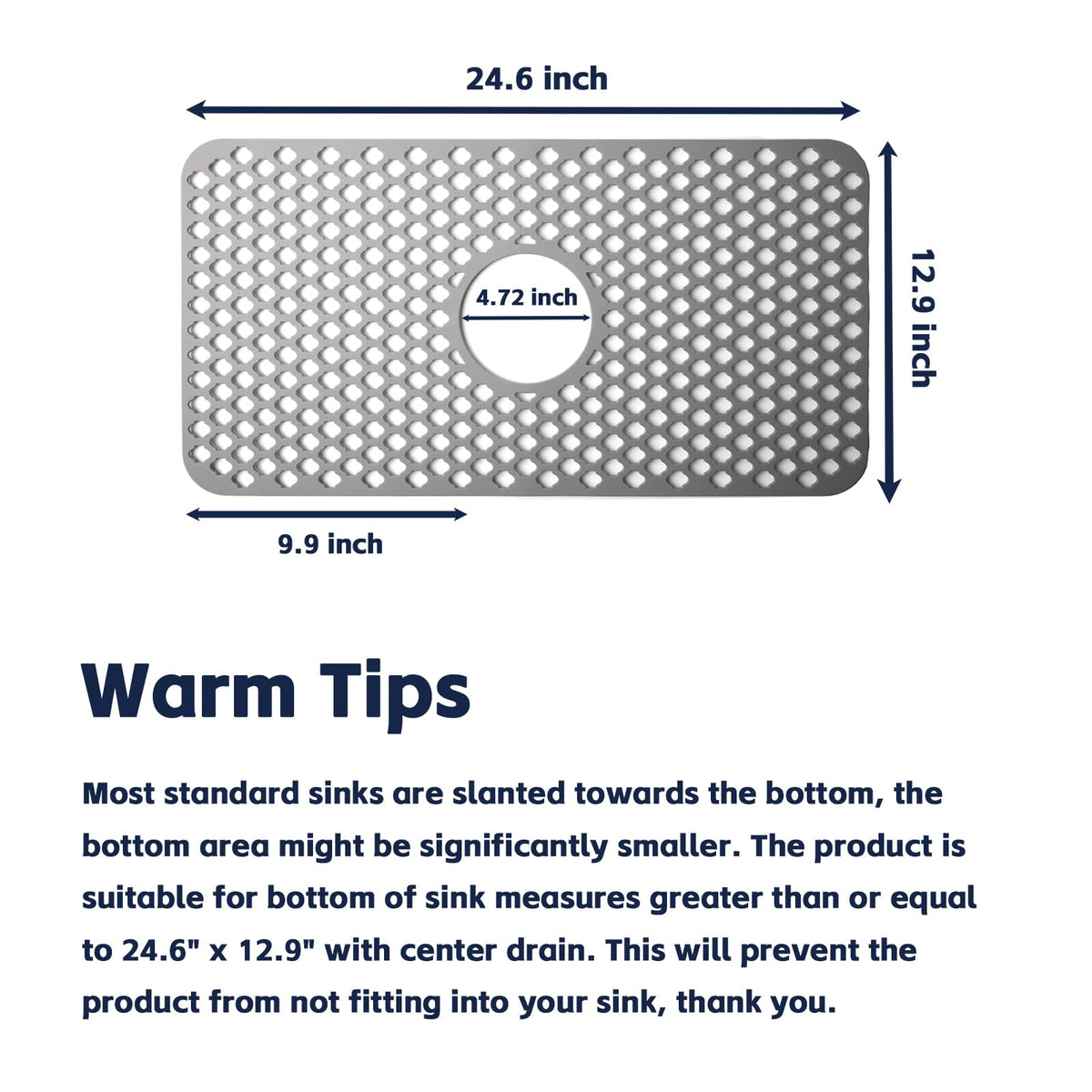 TwinnekYR silicone sink mat top view; heat resistant up to 500°F for hot cookware