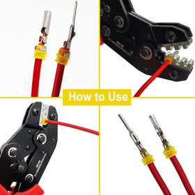 Twippo wire crimping range 20-14 AWG for versatile terminal work.