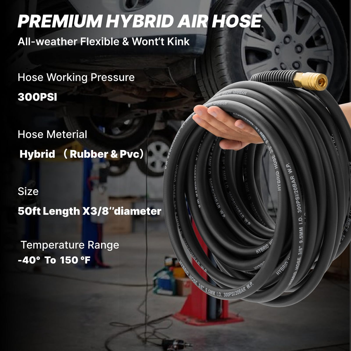 Txecpro kink-resistant outer coating protects the hose during heavy-duty tasks.