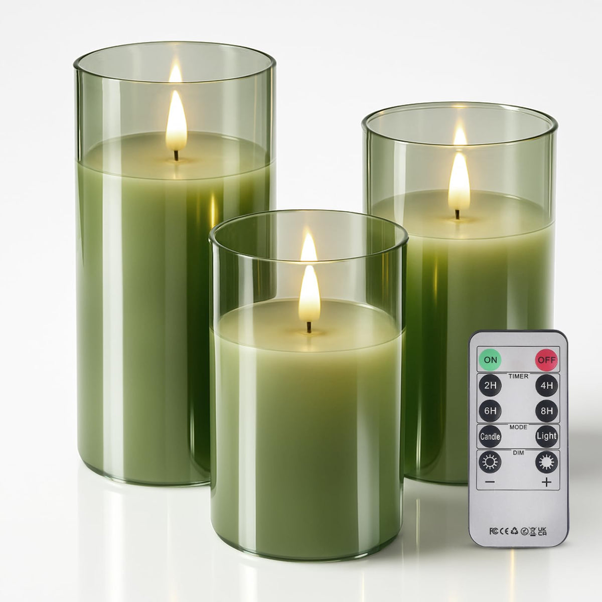 Tyawon glass battery-operated candles with remote control for easy placement
