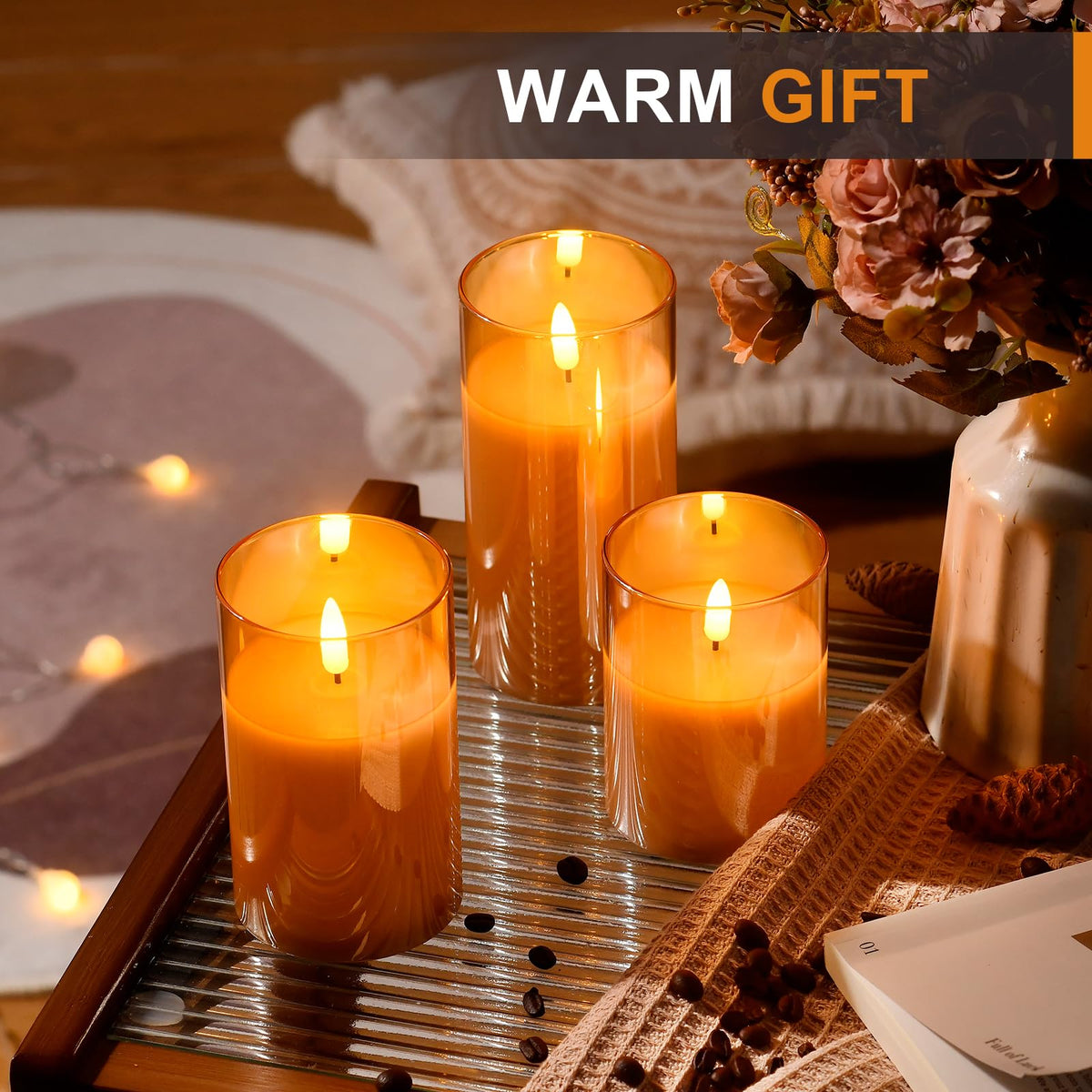 Tyawon flameless candle highlights safe,pet-friendly decor lighting.