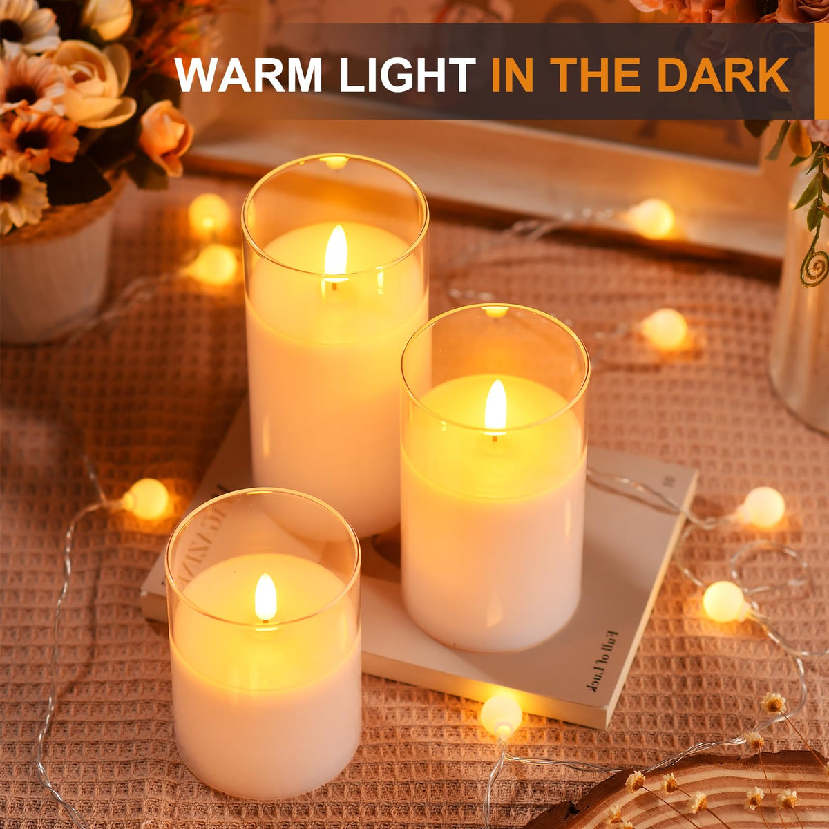 Tyawon glass LED candle 3x6 clear housing creates intimate lighting for weddings.