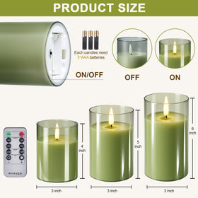 Tyawon three-pack glass flameless candles for versatile decor