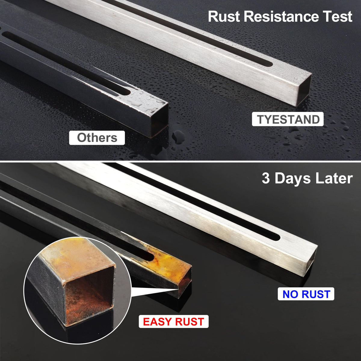 TYESTAND CPT-4 stainless steel construction resists rust and warping