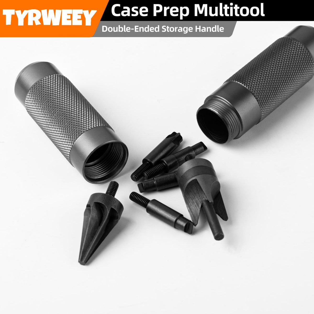 TYRWEEY compact kit covers calibers .17 to .45 for versatile brass prep