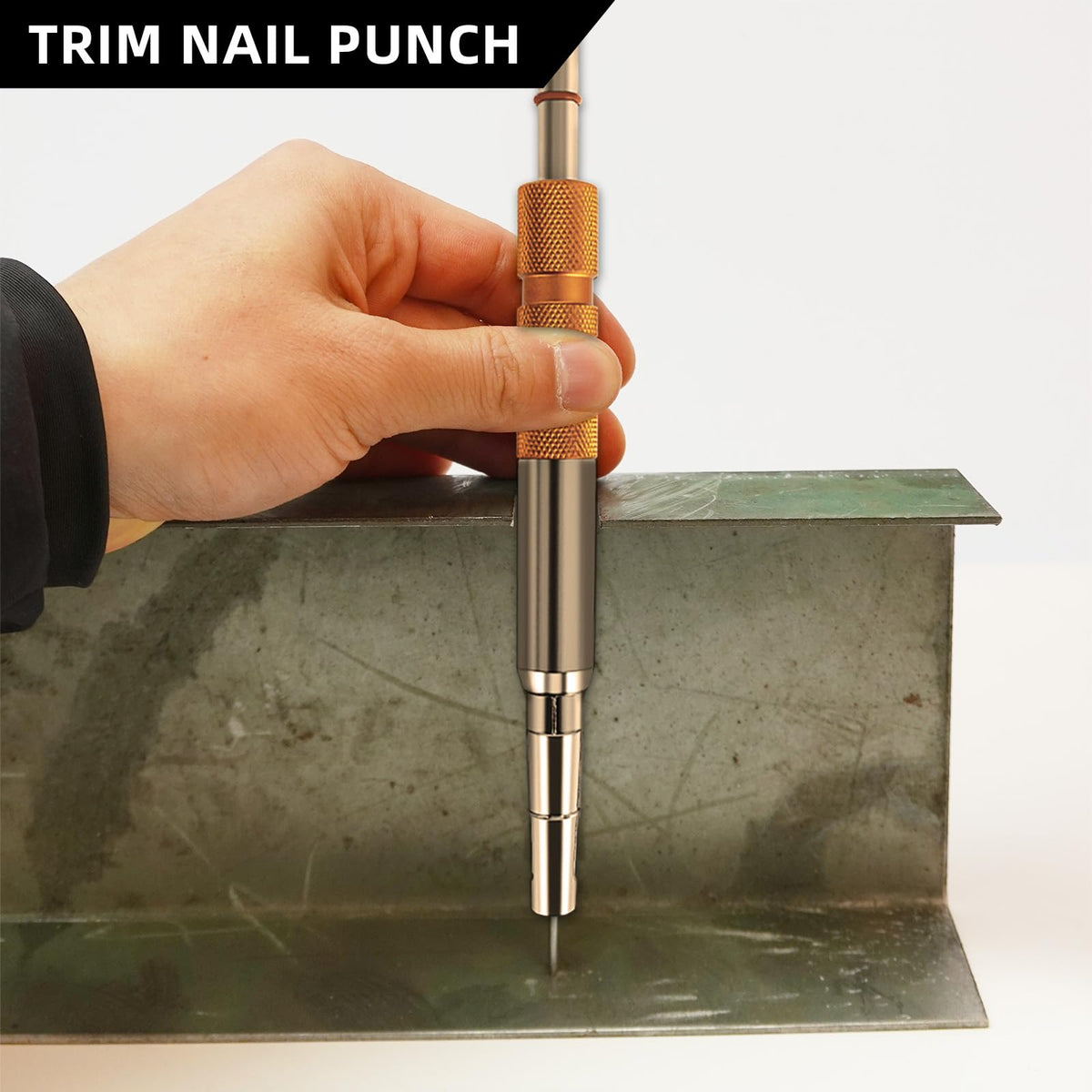 TYRWEEY nail punch drives trim nails precisely into grooves, soffit, and fascia.
